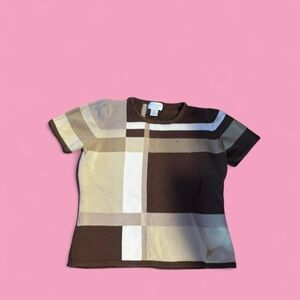 Christopher & Banks Brown and Cream Tee